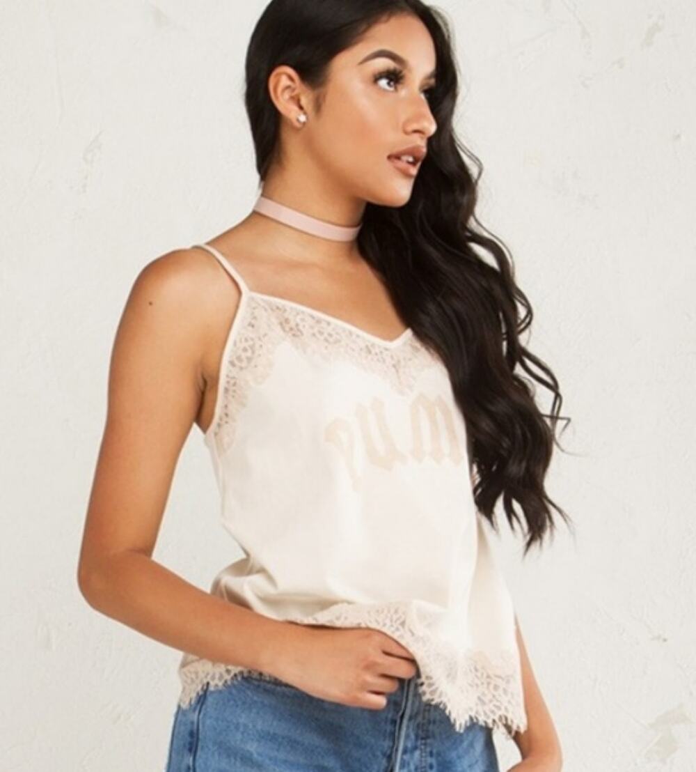 PUMA x Rihanna Fenty Lace Camisole Pink Sleeveless Top Women’s Medium